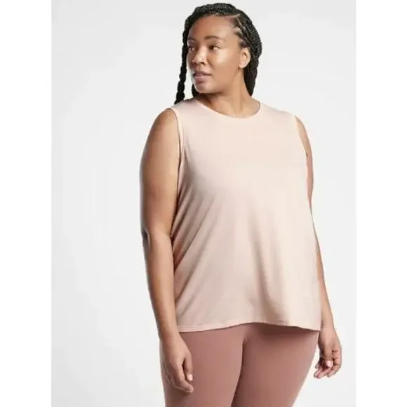 Athleta Womens Vital Tank 2.0 Size 1X Plus Pink Ballerina Gown Athleisure - Picture 1 of 7